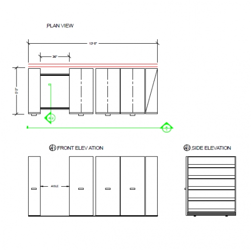 EZRect Trimline Rolling Mobile File Filing System 5 Shelves